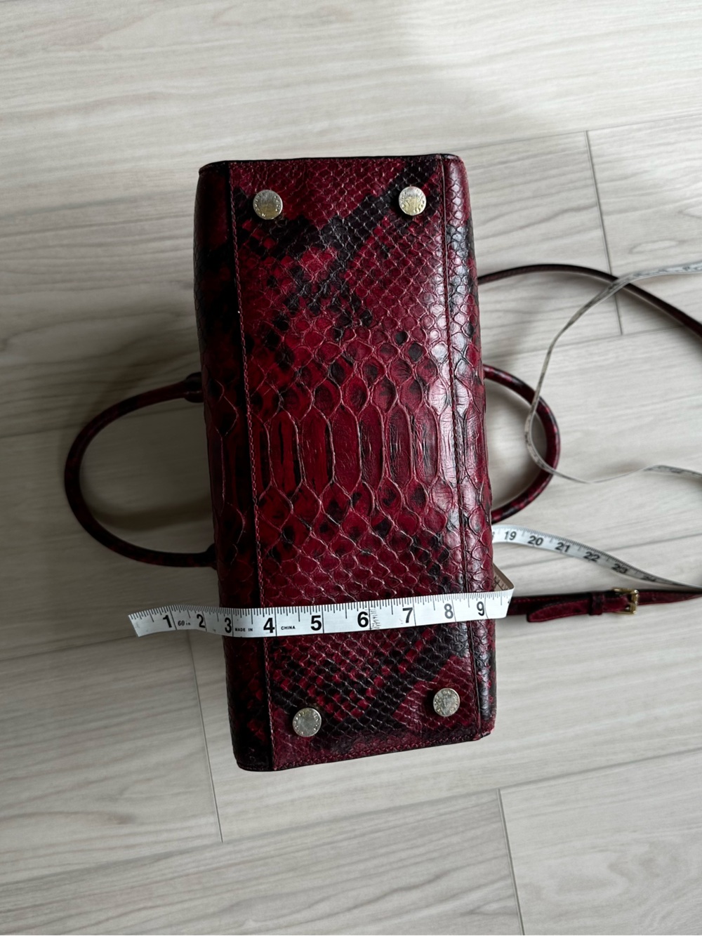 MICHAEL KORS Red and Black Python Cinnabar Anaconda Embossed Leather Selma Tote - Picture 5 of 7